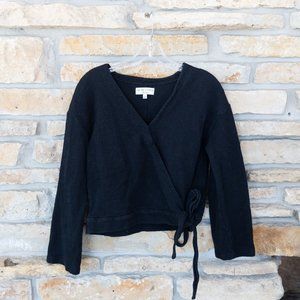 Madewell Texture & Thread Wrap Top Women’s Small Black